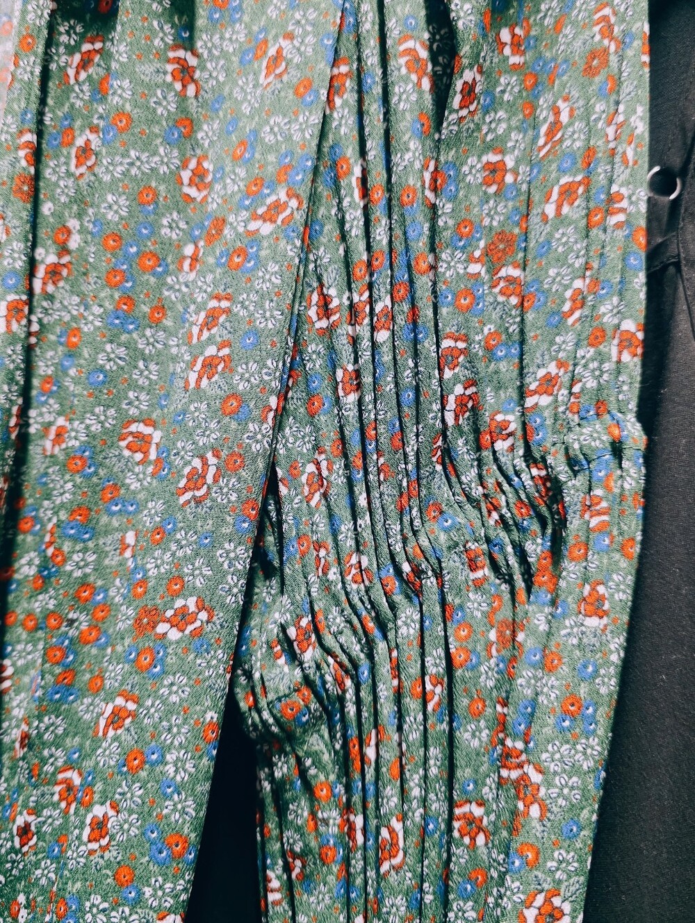 by TiMo Green Teal Floral Long Sleeve Wrap Midi Dress Size L Excellent Condition - Picture 5 of 7